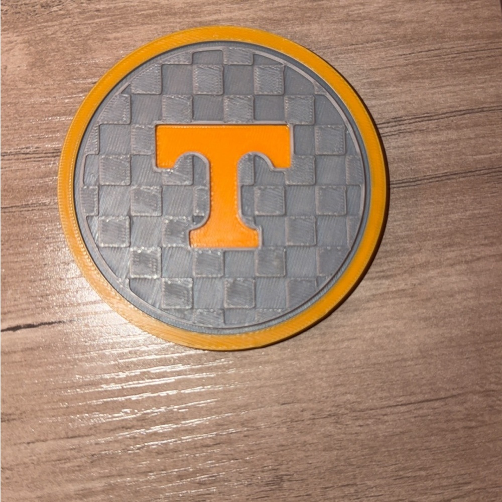 University T Logo Coaster – Gray and Orange